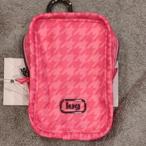 Lug Drizzle Mini Zip Storage Pouch - Micro Houndstooth Pink - NWT